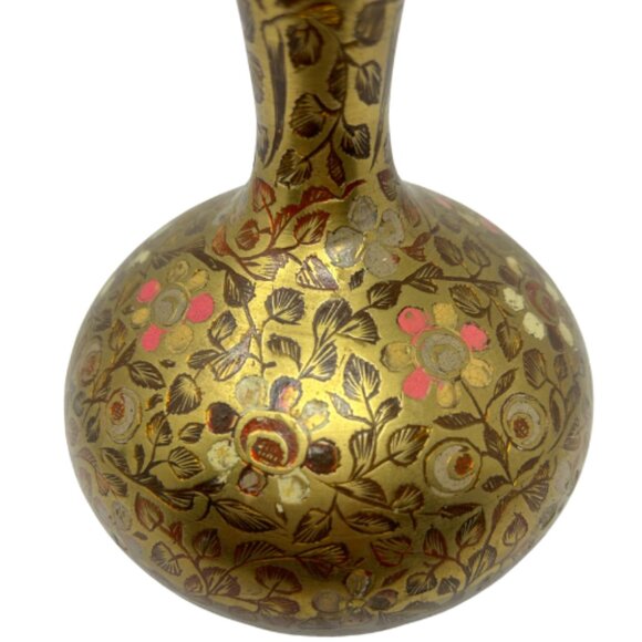 Vintage Brass Etched Indian Vase - Picture 3 of 5